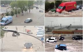 Inundaţii de proporţii în Grecia. O furtună cu ploi şi grindină a făcut prăpăd la Salonic; străzile au fost acoperite de apă, şoferii şi-au abandonat maşinile