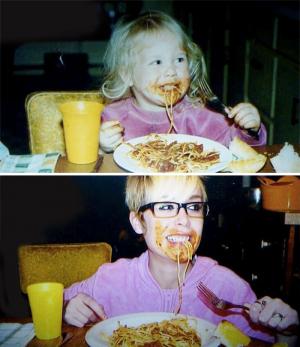 Înainte şi după: Cele mai drăguţe reproduceri ale fotografiilor din copilărie!