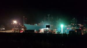 INCENDIU în Portul Constanţa! O navă militară a ars la dana 0, pompierii intervenind cu 5 autospeciale. Flăcările au fost stinse după două ore