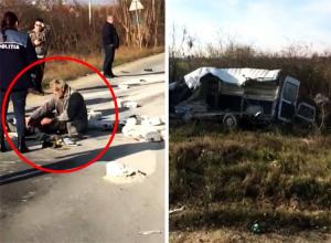 Accident teribil pe Centura Capitalei! Şoferul unei dubiţe a zburat prin parbriz în urma impactului - VIDEO