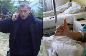 Primul mesaj transmis din spital de Ciprian Sfichi! Poliţistul spintecat cu sabia de interlopul sucevean Alexandru Huţuleac a fost colindat de colegi (Video)