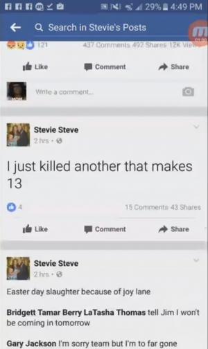 Un individ a împușcat un bătrân și a transmis execuția LIVE pe Facebook! Americanul spune că a mai ucis 13 oameni!