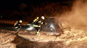 Incident dramatic în Germania: maşina unor români, devastată de flăcări, pe o autostradă