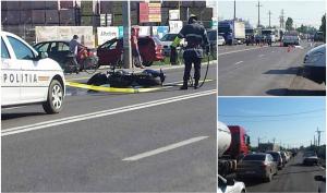 ACCIDENT CUMPLIT la Cornetu, pe şoseaua Alexandriei! Două persoane AU MURIT, după ce o dubă a intrat pe contrasens şi a SPULBERAT o motocicletă