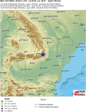 CUTREMUR de 4,9 grade în România, în urmă cu puţin timp! Seismul s-a produs 132.5 kilometri adâncime