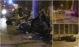 Accident mortal înfiorător lângă Clujana! Un BMW s-a rupt în două, după ce s-a izbit de un stâlp. "Organe umane erau împrăștiate peste tot!" (Video)