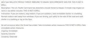 Gafă de proporții în SUA. O alertă de atac cu rachetă în Hawaii a fost trimisă din greșeală populației