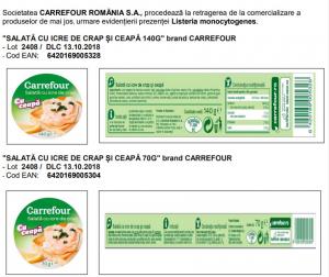Alertă alimentară în România. Carrefour retrage de la vânzare produse infestate cu Listeria