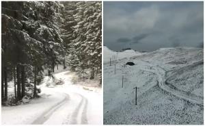 Iarna s-a instalat la munte! Un autocar s-a răsturnat, iar mai multe TIR-uri au rămas blocate în Suceava. Imagini filmate cu drona în Munții Rarăului