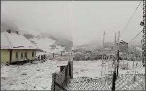 A venit iarna la munte! Zăpadă, lapoviță și vânt puternic în Maramureș (Video)