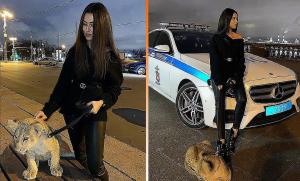 Fiica unui milionar rus provoacă scandal cu o ședință foto extravagantă cu un pui de leu și o mașină de poliție