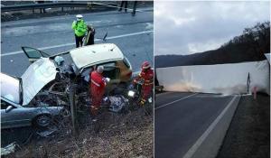 Un şofer şi soţia lui au murit într-un accident teribil, la Poieni. Un tir s-a răsturnat şi a blocat complet drumul între Oradea Şi Cluj
