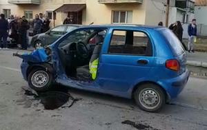 Accident grav în Alexandria! Un Matiz s-a făcut praf după ce a fost izbit de un BMW. Un paramedic SMURD, aflat în timpul liber, a încercat să ajute
