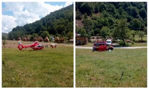 Motociclist de 31 de ani, rănit grav după ce s-a izbit de două mașini pe DN 1, între Cluj şi Oradea. A intervenit elicopterul SMURD (Foto)