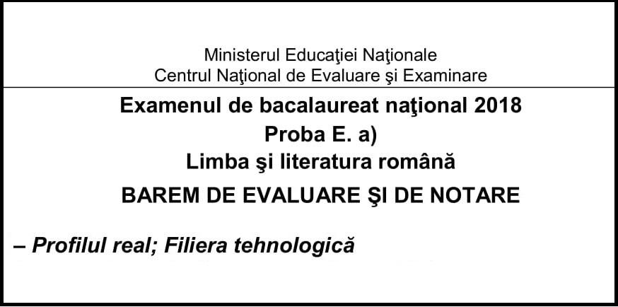 Barem Subiecte Bac 2018 RomanÄƒ Profil Real Rezolvarea Modelelor De Subiecte La Bacalaureat