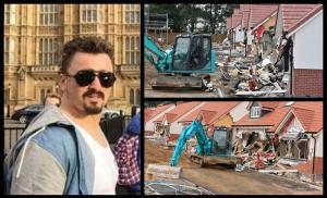 Românul care a distrus cu excavatorul case în valoare de 4 milioane de lire, la Londra, a pledat nevinovat: "Râdea şi făcea poze"