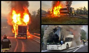 Un autocar românesc a explodat, pe o autostradă din Austria. Flăcări uriaşe au înghiţit imediat maşina