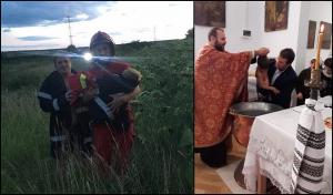 Băieţelul luat de viitură la Filipeștii de Pădure, botezat de pompierul care l-a salvat de la înec (Video)