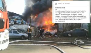 Mesaj Ro-Alert după incendiul devastator din Afumaţi: 'Norul de fum se îndreaptă către Bucureşti'
