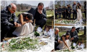 Mireasă în lacrimi la mormântul logodnicului, în ziua nunţii lor: "De ce trebuie să te aştept? Trebuia să fim împreună"