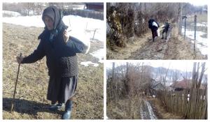 O bătrână dintr-un sat din Maramureş pleacă dimineaţă după pâine, peste dealuri, şi ajunge seara