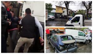 Imagini teribile, după ce un TIR a distrus 11 maşini în Bucureşti. Şoferul a căzut din picioare, epuizat (video)