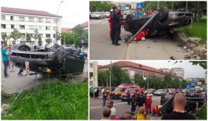 Un adolescent de 19 ani a făcut drifturi cu BMW-ul în centru, în sensul giratoriu, la Drobeta Tr. Severin (video)