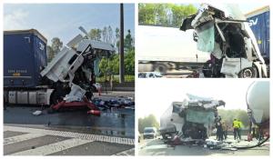 Şofer român mort în Belgia într-un accident groaznic. Cabina camionului s-a făcut praf într-o cisternă