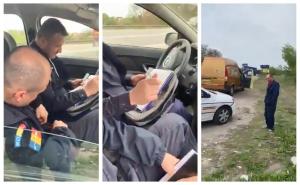 Şofer furios pe poliţiştii care l-au amendat pentru că îşi făcea nevoile pe marginea străzii (Video)