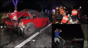 Doi tineri au murit, iar prietenul lor este în comă după ce maşina lor s-a rupt în două într-un copac (Video)