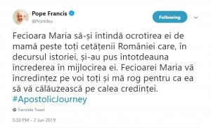 Papa Francisc, la finalul vizitei: "Fecioara Maria să-şi întindă ocrotirea ei de mamă peste toţi cetăţenii României”