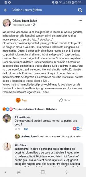 Profesoară din Bucureşti "linşată" pe Facebook, a umilit singura elevă din liceu care nu a luat BAC-ul