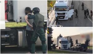 Şofer de TIR arestat cu trupele speciale în Spania, în timp ce se pregătea să plece acasă cu camionul (video)