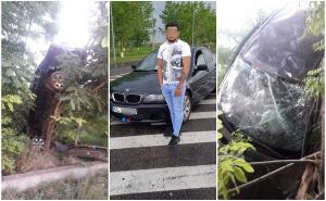 Dornic de senzaţii tari, un şofer de 20 de ani s-a urcat cu BMW-ul în copac