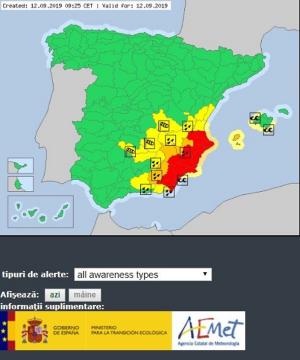 Ploile fac prăpăd în Spania, au căzut 400 litri/mp. Este cod roşu, MAE a emis o alertă pentru români (Video)