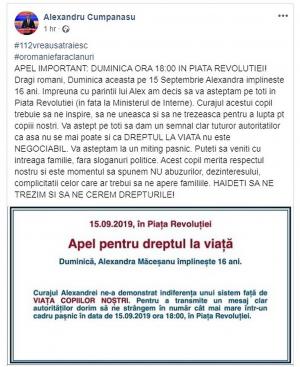 Alexandru Cumpănașu anunță protest în Piața Revoluției, de ziua Alexandrei Măceșanu