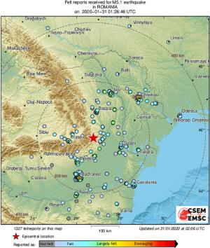 Cutremur în România, în Zona Vrancea. Seismul a avut 5,3 pe Richter
