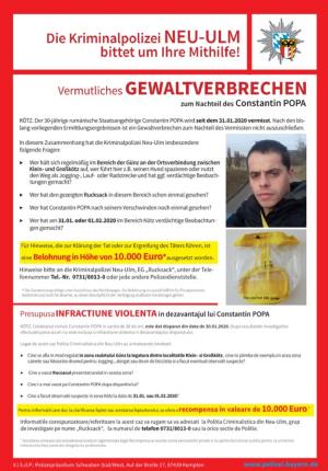 Constantin e dispărut în Germania din ianuarie. Recompensă de 10.000 de euro pentru cine are informații despre român