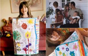 "Nu vreau să moară tati!" O fetiţă de 7 ani vinde prosoape pictate de ea ca să strângă bani pentru tatamentul tatălui, bolnav de cancer