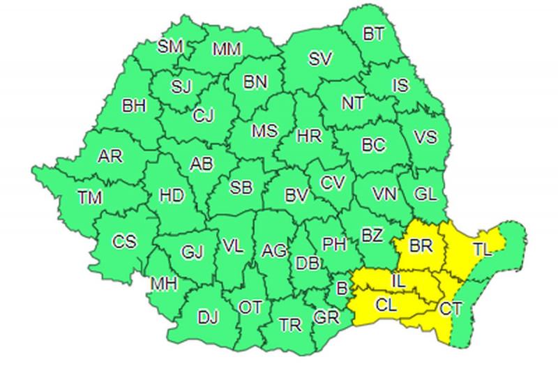 Zonele afectate de codul galben de ninsori