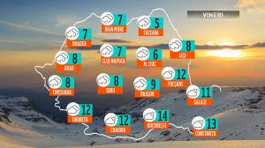 Temperaturi de 15 grade Celsius în ziua de Crăciun. Cel mai cald va fi în sudul Olteniei, Munteniei şi al Dobrogei