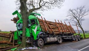 Şofer de TIR păzit de-un înger în cabina distrusă complet într-un copac, în Germania