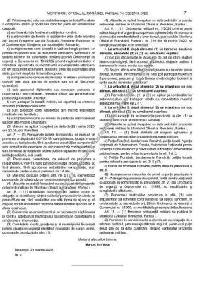 Ordonanța militară cu măsurile împotriva răspândirii Covid-19, publicată în Monitorul Oficial