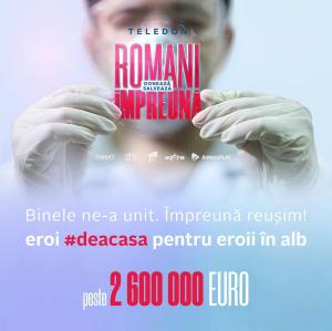 Teledonul Români Împreună. Donații de peste 2,6 milioane de Euro pentru secțiile de terapie intensivă din țară