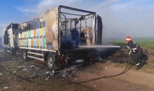 Un camion cu 160 de stupi de albine a ars în Tulcea
