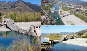 Un pod uriaș s-a prăbușit în Italia. Imagini cumplite cu panglica de asfalt ruptă în bucăți (video)