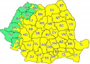 Alertă de vreme severă în România. 11 județe, sub cod portocaliu de vijelii, în următoarele ore