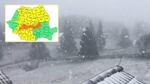 ANM e emis noi avertizări meteo în România. Cod portocaliu de ninsori viscolite în 13 județe, zona de munte