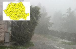 Ploi torențiale, grindină și vijelii în toată țara, până sâmbătă. Cod galben de vreme severă emis de ANM