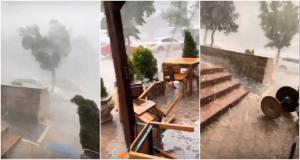Imagini incredibile filmate la Zalău, în timpul codului roșu de ploi, grindină și vijelii: "Dumnezeule!" (Video)